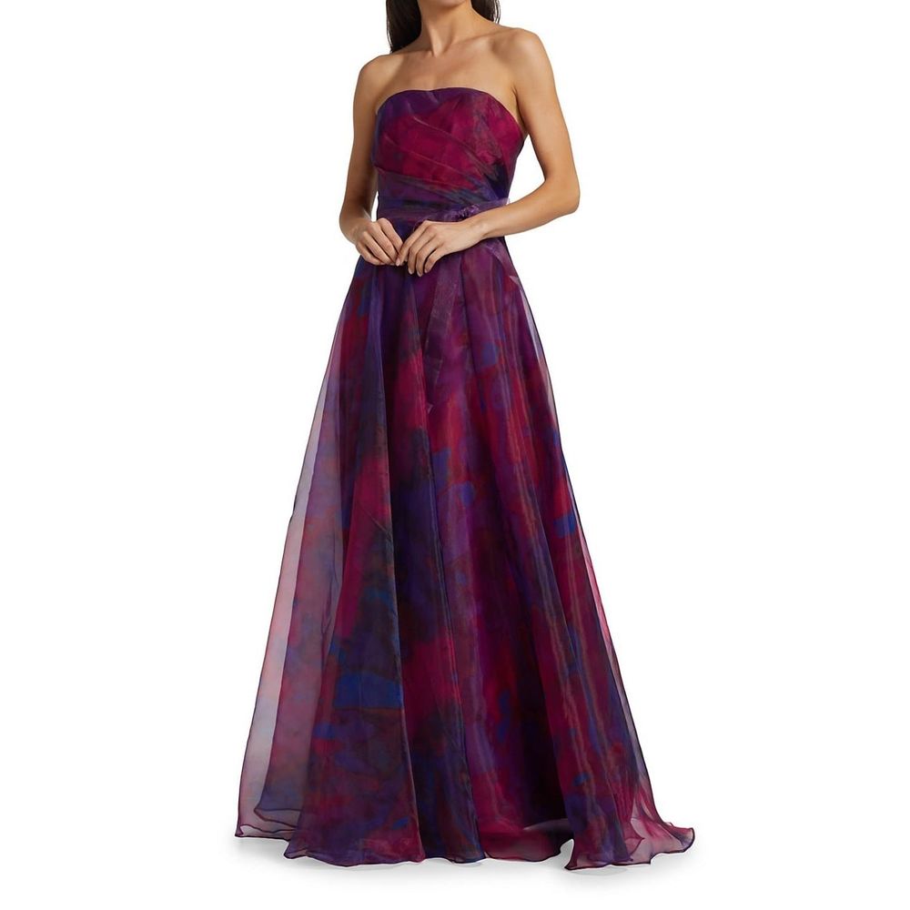 Rene Ruiz Collection Strapless Draped Chiffon Gown US 6 $1595